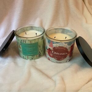 Holiday Time Cinnamon and Evergreen Spruce Candles 14oz